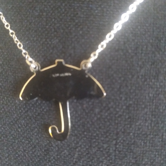 CUTE STERLING Umbrella Pendant ♥ ♥ with diamond chip 🔹 Early 70s - Picture 4 of 10